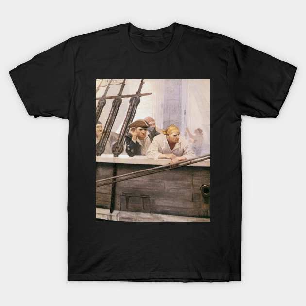 Pirates on the Brig Covenant in a Fog by NC Wyeth T-Shirt by MasterpieceCafe